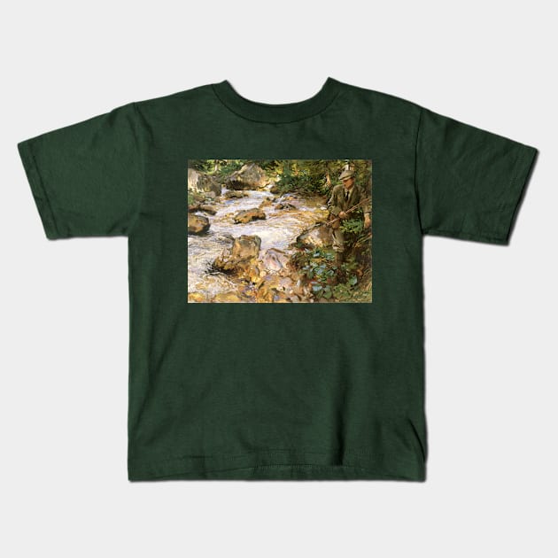 Trout Stream in the Tyrol by John Singer Sargent Kids T-Shirt by MasterpieceCafe